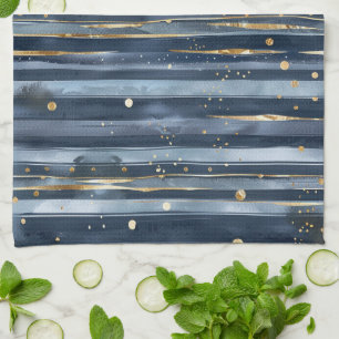 Paño De Cocina Rayas de lunares de oro azul