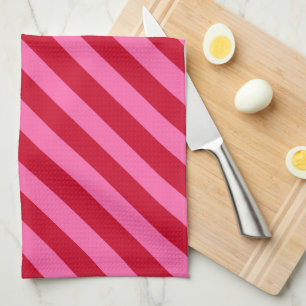Paño De Cocina Rayas de menta navideñas rosa y rojo