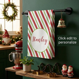 Paño De Cocina Rayas de menta personalizadas