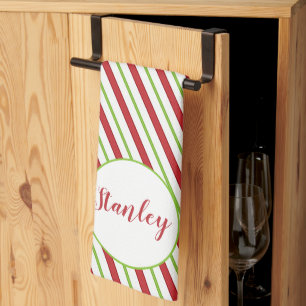 Paño De Cocina Rayas de menta personalizadas