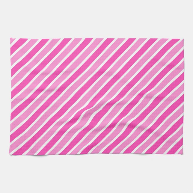 Paño De Cocina Rayas de Navidad rosadas y blancas con estilo (Horizontal)