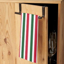 Paño De Cocina Rayas de Navidades de canto rojo y verde