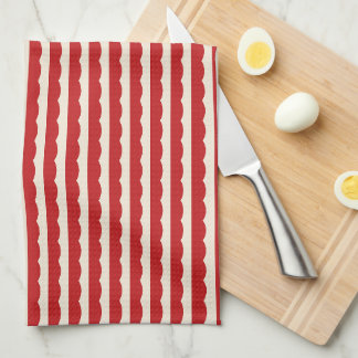 Paño De Cocina Rayas de Vieira Roja sin Costuras, Crema Retro