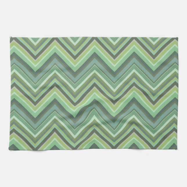 Paño De Cocina Rayas de zigzag verde oliva (Horizontal)