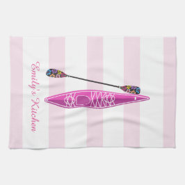 Paño De Cocina Rayas del rosa del chica del kajak