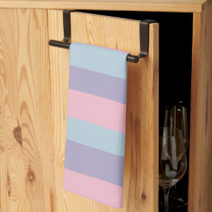 Paño De Cocina Rayas Desiguales en Azul, Rosa y Lila