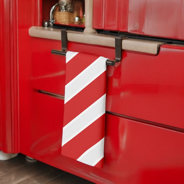 Paño De Cocina Rayas diagonales rojas blancas (Kitchen Towel)