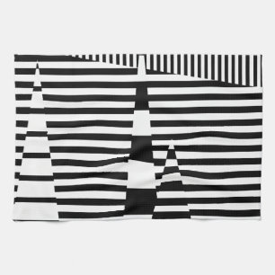 Paño De Cocina Rayas en franjas en blanco y negro
