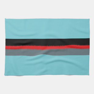 Paño De Cocina Rayas grises turquesa rojo negro