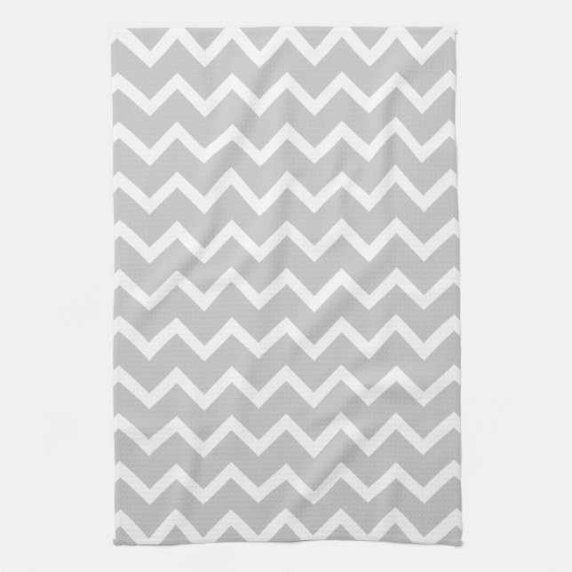 Paño De Cocina Rayas grises y blancas del zigzag (Vertical)
