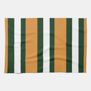 Paño De Cocina rayas marrón, verde oscuro y blanco