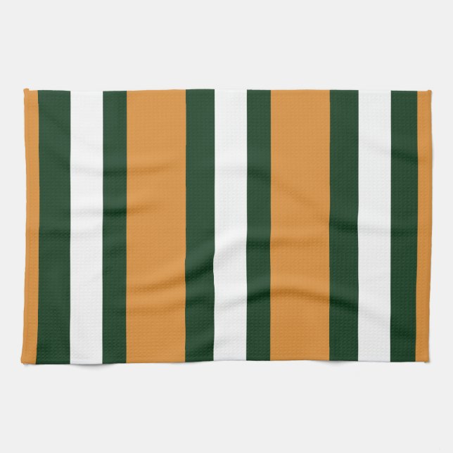 Paño De Cocina rayas marrón, verde oscuro y blanco (Horizontal)