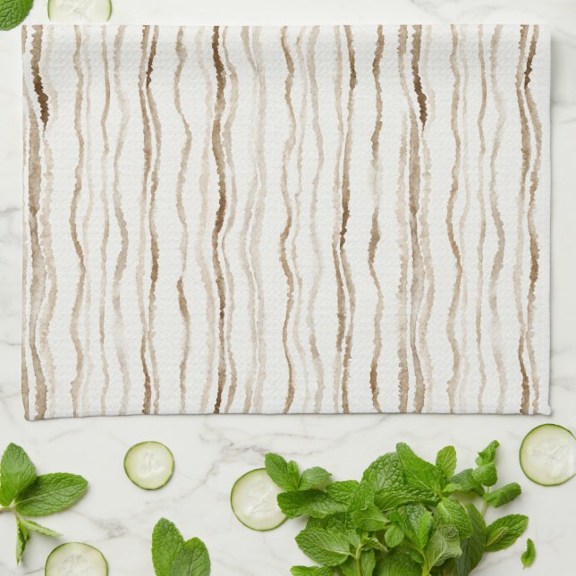 Paño De Cocina Rayas Marrones Crema (Doblado)