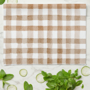 Paño De Cocina Rayas Marrones Crema Cuadro Marrón Claro