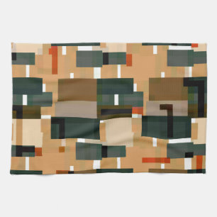 Paño De Cocina Rayas marrones grises azules