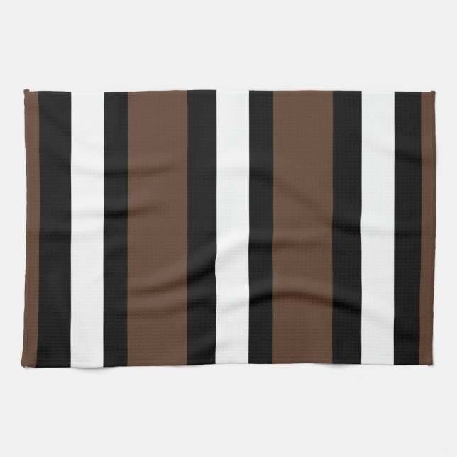 Paño De Cocina Rayas marrones, negras y blancas (Horizontal)