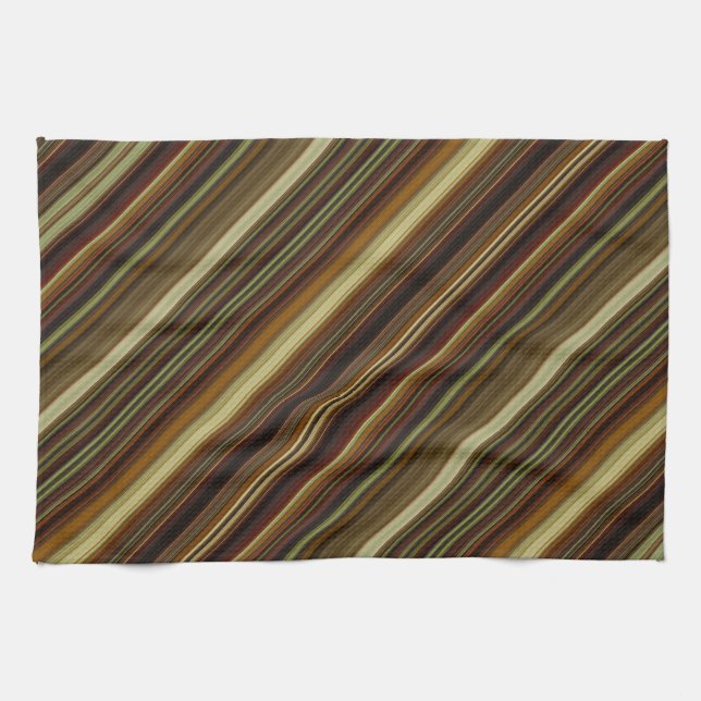 Paño De Cocina Rayas Marrones Verdes y Doradas (Horizontal)