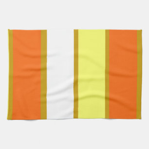 Paño De Cocina Rayas naranja, amarillas, blancas y doradas
