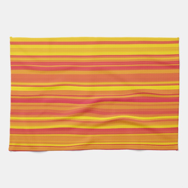 Paño De Cocina Rayas Naranjas Rojas Amarillas (Horizontal)