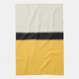 Paño De Cocina Rayas negras de color amarillo plateado moderno