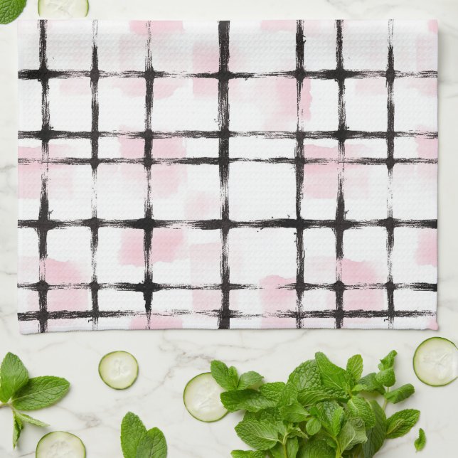 Paño De Cocina Rayas Negras Rosa (Doblado)