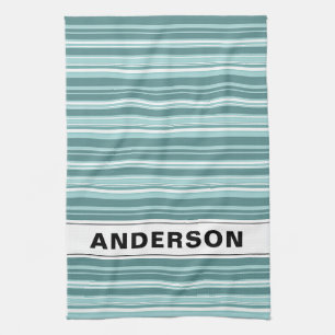 Paño De Cocina Rayas personalizadas - Azul verde Verde azulado