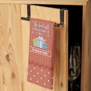 Paño De Cocina Rayas Rojas La Familia es el Mejor Regalo Monogram