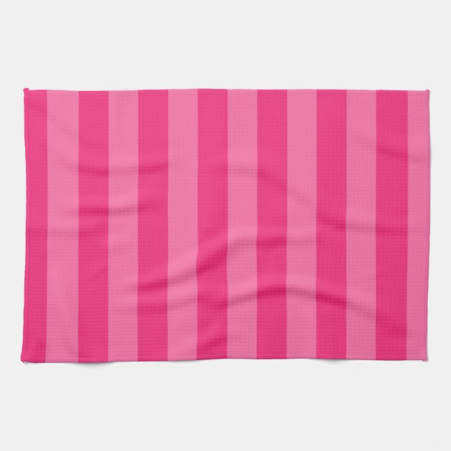 Paño De Cocina Rayas rosa claro y rosadas calientes (Horizontal)