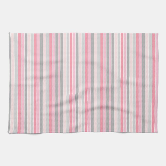 Paño De Cocina Rayas rosadas y grises (Horizontal)