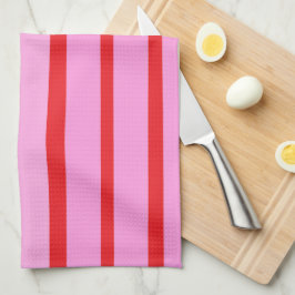 Paño De Cocina Rayas rosadas y rojas