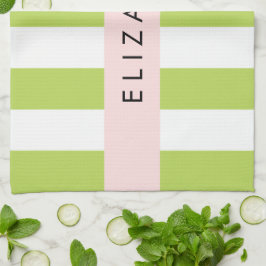 Paño De Cocina Rayas verdes, líneas, patrón rayado, nombre