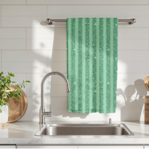 Paño De Cocina Rayas verticales clásicas de brillo verde jade