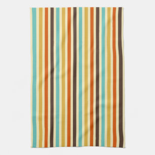 Paño De Cocina Rayas Verticales Colores Retro Azul Amarillo Rojo