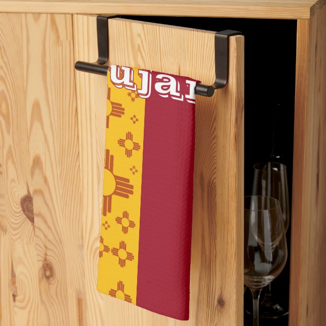 Paño De Cocina Rayas verticales Zia Sol Rojo Amarillo Nuevo Méxic (Pliegue de tercios)