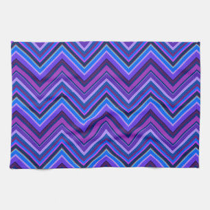 Paño De Cocina Rayas zigzag azules y violetas
