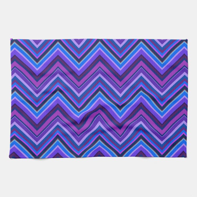 Paño De Cocina Rayas zigzag azules y violetas (Horizontal)