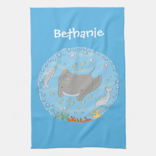 Paño De Cocina Rayo de manta y burbujas ilustracion personalizado