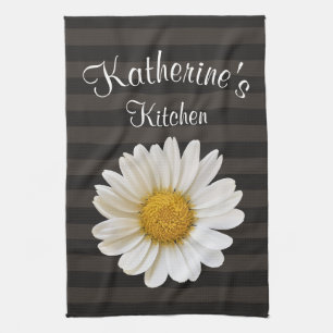 Paño De Cocina Rayo oscuro personalizado de la margarita blanca