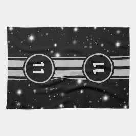 Paño De Cocina Rayos de Carreras negro y plateado Starlight