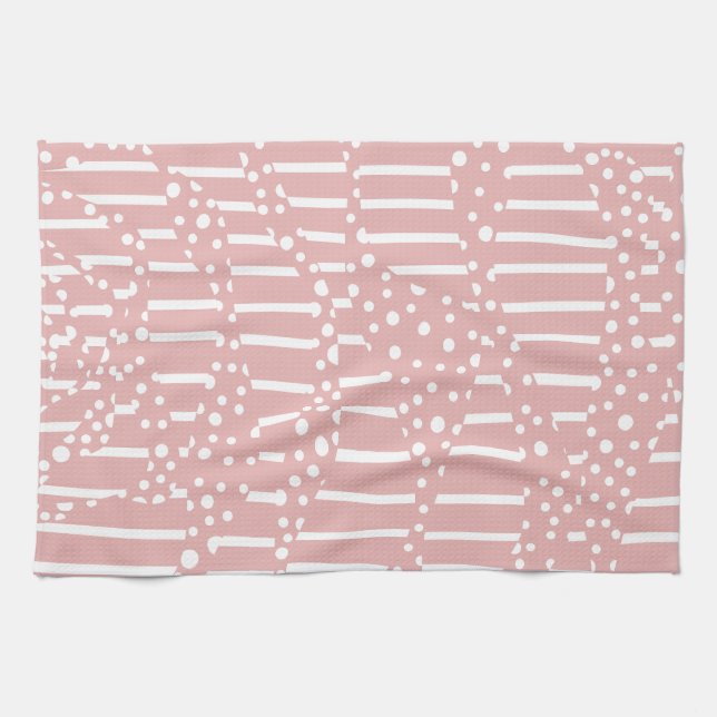 Paño De Cocina Rayos y puntos 2 - rosa y blanco (Horizontal)