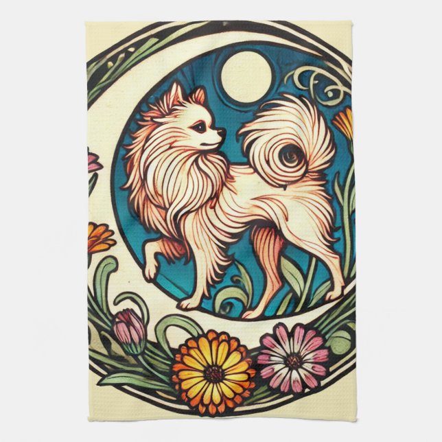 Paño De Cocina Raza de perro de Pomerania (Vertical)