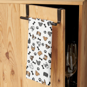 Paño De Cocina Razas divertidas de perro con huesos y pinturas
