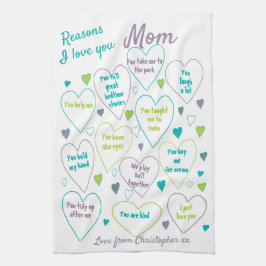 Paño De Cocina Razones personalizadas por las que amo a mamá