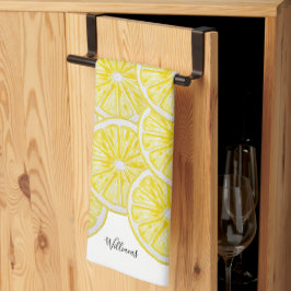 Paño De Cocina Rebanadas de limón personalizadas patrón acuarela