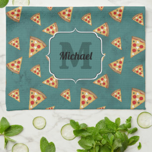 Paño De Cocina Rebanadas de pizza geniales patrón vintage azul te