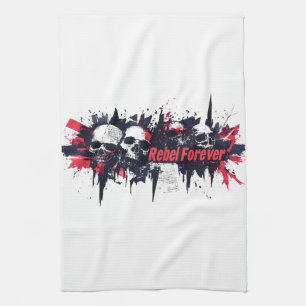 Paño De Cocina "Rebel Forever" - Diseño gráfico Edgy Skull