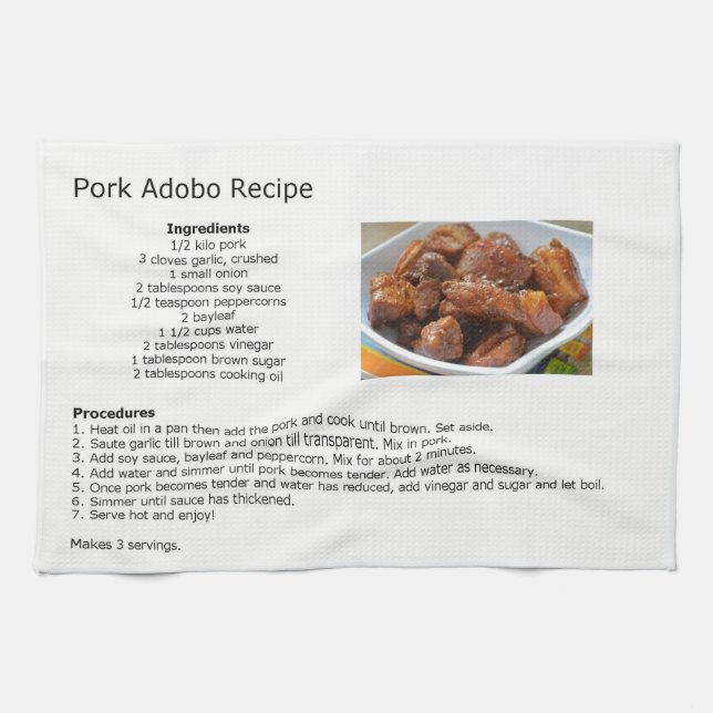 Paño De Cocina Receta de Adobo de Cerdo (Horizontal)