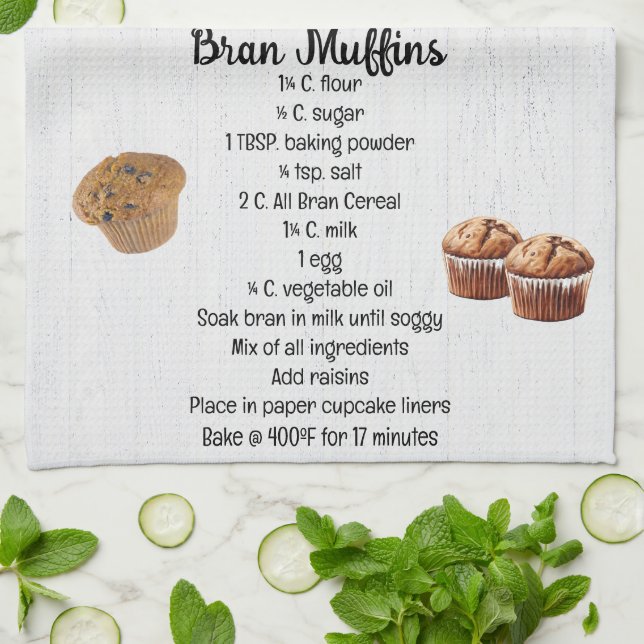 Paño De Cocina Receta de Bran Muffin (Doblado)