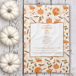 Paño De Cocina Receta de calabaza Pie Heirloom Patrón otoño otoño