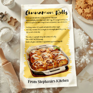 Paño De Cocina Receta de canela Rolls Personalizada